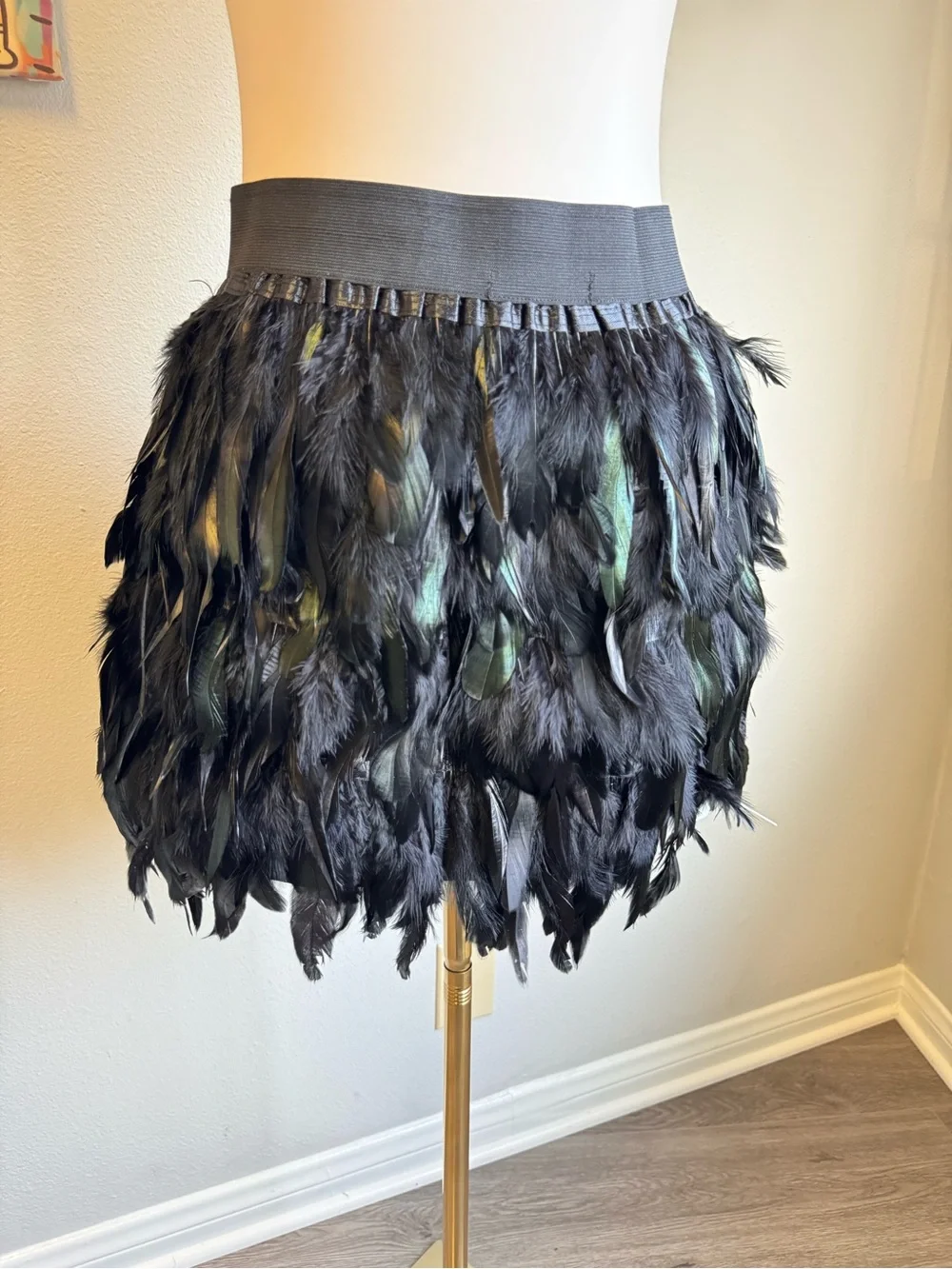 NWT Black Feather Mini Skirt
